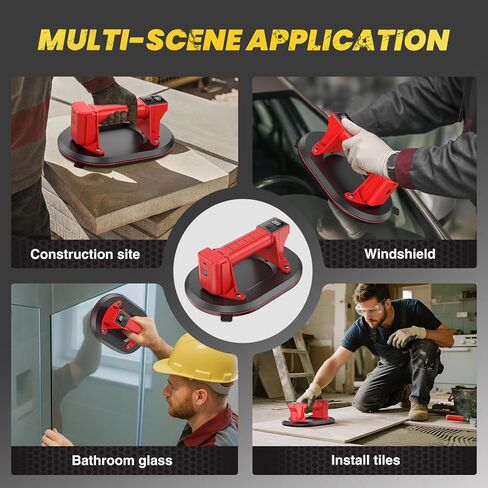 أكواب شفط كهربائية Mtnte للزجاج والبلاط والجرانيت والنوافذ لرفع وتحريك 440 رطل. سعة التحميل 16 فولت كحد أقصى رافع كوب شفط كهربائي عالي التحمل in Kuwait