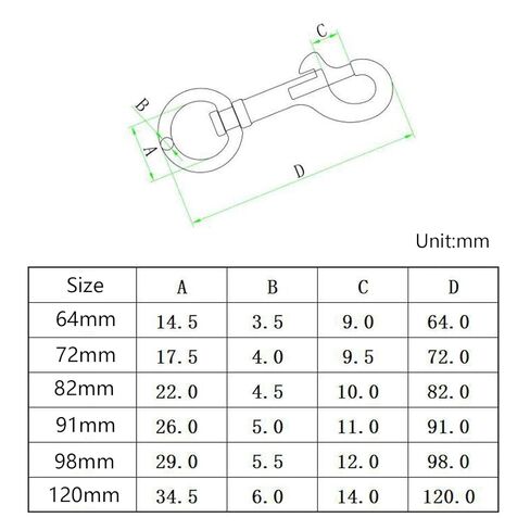 （2 Pieces) 120mm Swivel Eye Snap Hooks 316 Stainless Steel Marine Grade Single Ended Trigger Chain Clip for Dog Leash,Key Chain,Boat Ropes and Cages in Kuwait