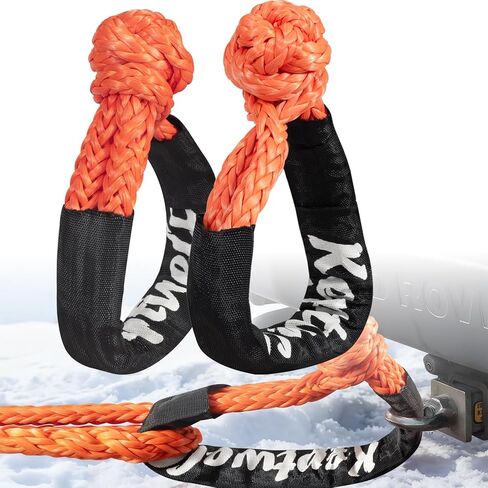 Heavy Duty Soft Shackle, 1-9/16"x 22" Soft Shackle Orange and Black, Braided Nylon Recovery Rope, Off-Road Recovery UTV ATV Boat and Towing（2pcs） in Kuwait