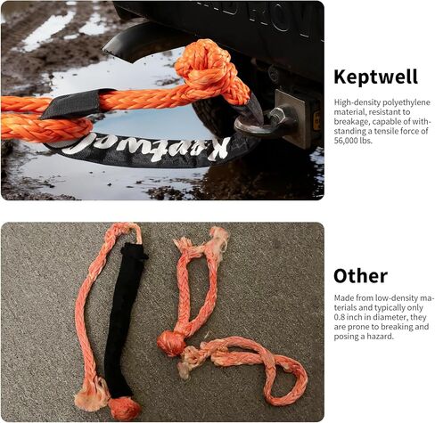 Heavy Duty Soft Shackle, 1-9/16"x 22" Soft Shackle Orange and Black, Braided Nylon Recovery Rope, Off-Road Recovery UTV ATV Boat and Towing（2pcs） in Kuwait