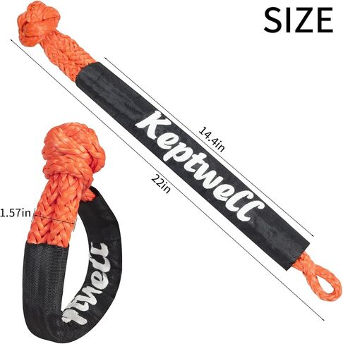 Heavy Duty Soft Shackle, 1-9/16"x 22" Soft Shackle Orange and Black, Braided Nylon Recovery Rope, Off-Road Recovery UTV ATV Boat and Towing（2pcs） in Kuwait