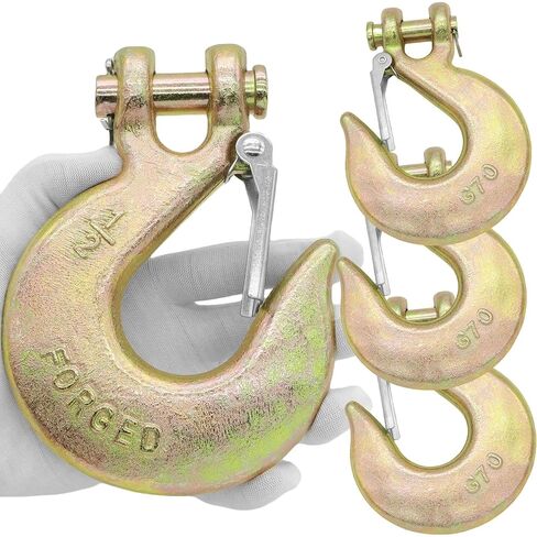 Terixe 4 Pack 3/8 Inch Clevis Slip Hook with Safety Latch - Heavy Duty Grade 70 Steel for Trailer Chains, Winch, Tow, 18,000 Lbs in Saudi Arabia