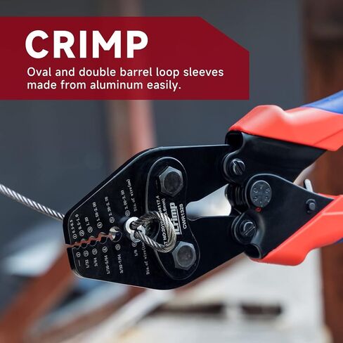 أداة تجعيد حبل سلكي من iCrimp مع قاطع مدمج لدرابزين الكابلات، أداة تمايل يدوية لأكمام بيضاوية من الألومنيوم مقاس 1/32 ~ 1/8 بوصة، وحلقات أسطوانية مزدوجة in Kuwait