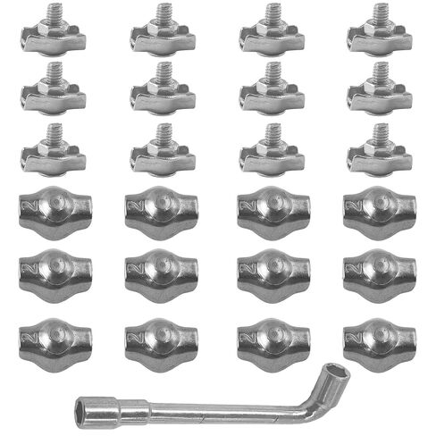 AUXBC 24Pcs M2 Stainless Steel Wire Rope Clips with Wrench, Simplex Single Bolt Cable Clamp for 1/16 Inch Wire Rope, Wire Cable Clip Set for Rigging Applications in Saudi Arabia