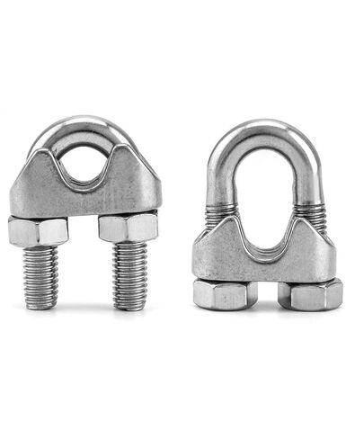 QWORK 1/2 "سلك حبل المشبك كليب M12، 50 حزمة كبيرة U بولت السرج الرجل السحابة، 304 الفولاذ المقاوم للصدأ قفل كابل المشابك، توصيل طبقتين من الأسلاك لتشكيل حلقة in Kuwait