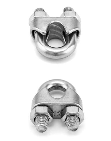 QWORK 1/2 "سلك حبل المشبك كليب M12، 50 حزمة كبيرة U بولت السرج الرجل السحابة، 304 الفولاذ المقاوم للصدأ قفل كابل المشابك، توصيل طبقتين من الأسلاك لتشكيل حلقة in Kuwait