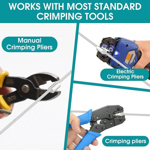 150 قطعة من الأكمام المجعدة المصنوعة من الألومنيوم مقاس 1/16 بوصة، وحلقات ذات فتحة مزدوجة مع صندوق تخزين لحبل الأسلاك، وتجعيد الكابلات، والمشروعات اليدوية والخارجية in Kuwait