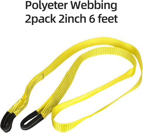2 Pack 6' x 2" Lifting Sling Straps, 6 Feet Heavy Duty Lift Rigging Strap Tree Saver Recovery Securing Straps, Polyester Flat Towing Web Sling Winch Strap for Trailer, Hoist, Truck. in Saudi Arabia