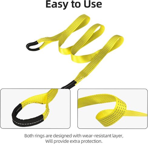 2 Pack 6' x 2" Lifting Sling Straps, 6 Feet Heavy Duty Lift Rigging Strap Tree Saver Recovery Securing Straps, Polyester Flat Towing Web Sling Winch Strap for Trailer, Hoist, Truck. in Saudi Arabia