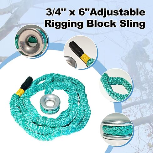 حبل حبال حلقية 3/4 × 6 'حبال أربورت، حلقة تزوير من الألومنيوم بقطر داخلي 28 مم، حبال كتلة تزوير قابلة للتعديل بـ 7 فتحات، 6 أقدام، 14600 رطل MBS in Kuwait