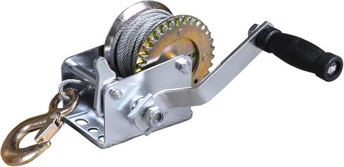 Big RED Heavy Duty Manual Hand Crank Winch: 32.8ft Nylon Strap for Boats, Trailers, Trucks, ATVs, 1600 lbs. Capacity, Silver in Saudi Arabia