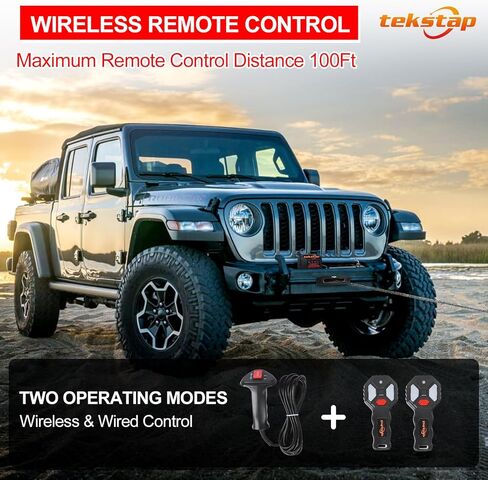 ونش كهربائي ثقيل 20000 رطل، IP68 مقاوم للماء 12 فولت تيار مستمر مع حبل صناعي 0.47 بوصة × 85 قدم، محرك 7.9 حصان، تروس كوكبية 4 مراحل 544: 1،2 جهاز تحكم عن بعد لاسلكي، للشاحنة/الجيب/سيارات الدفع الرباعي على الطرق الوعرة in Kuwait