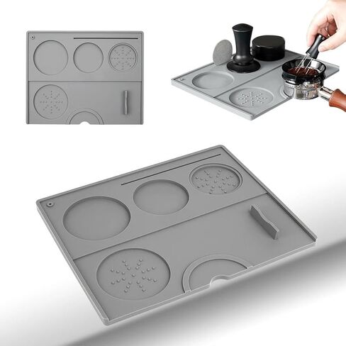 Espresso Tamping Mat - Espresso Tamping Station Food Grade Silicone Coffee Tamper Mat Espresso Accessory for Baristas Home Kitchen Bar Coffee Shop 9.84Inch x 7.87Inch (Black) in Saudi Arabia