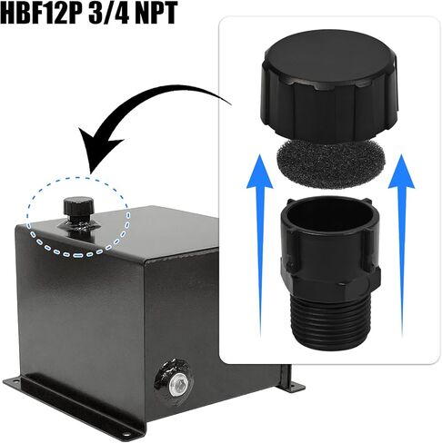 HBF12P 3/4 NPT وحدة الطاقة الهيدروليكية غطاء بولي للاستراحة، غطاء تنفس للخزان البلاستيكي، مناسب للخزانات الهيدروليكية والخزانات الهيدروليكية 2 قطعة in Kuwait