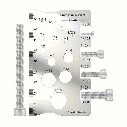 Thread Gauge Screw Size Chart Stainless Steel Screw Measuring Ruler Screw and Bolt Measuring Caliper, Durable & Precise Thread and Distance Measurement Screw Nut Gauge, M12 Precision Distance Caliper in Saudi Arabia