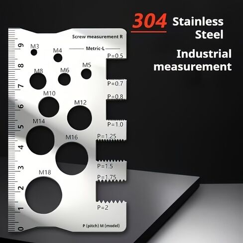 Thread Gauge Screw Size Chart Stainless Steel Screw Measuring Ruler Screw and Bolt Measuring Caliper, Durable & Precise Thread and Distance Measurement Screw Nut Gauge, M12 Precision Distance Caliper in Saudi Arabia
