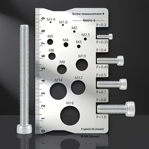 Thread Gauge Screw Size Chart Stainless Steel Screw Measuring Ruler Screw and Bolt Measuring Caliper, Durable & Precise Thread and Distance Measurement Screw Nut Gauge, M12 Precision Distance Caliper in Saudi Arabia