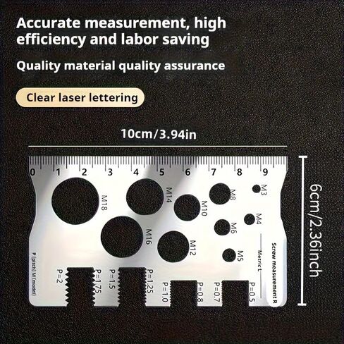 Thread Gauge Screw Size Chart Stainless Steel Screw Measuring Ruler Screw and Bolt Measuring Caliper, Durable & Precise Thread and Distance Measurement Screw Nut Gauge, M12 Precision Distance Caliper in Saudi Arabia