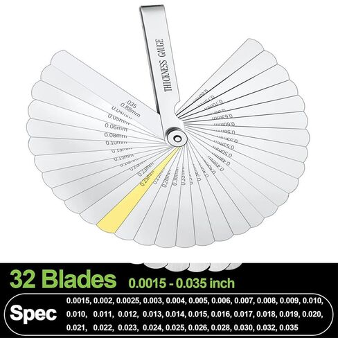 Stainless Steel Feeler Gauge Dual Marked Metric and Imperial Measuring Tool(0.02-1mm, 32 Blades) in Saudi Arabia