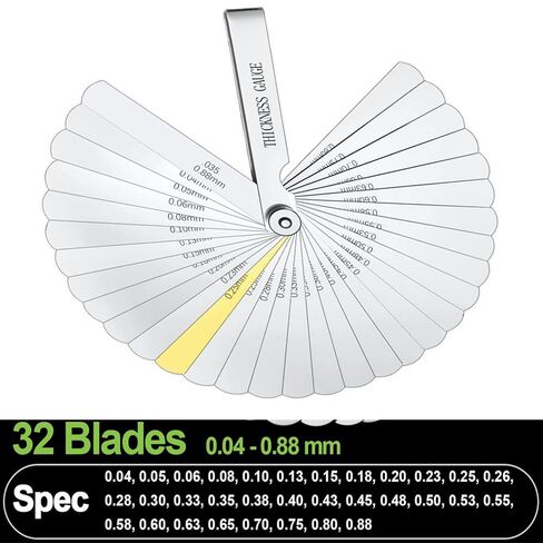 Stainless Steel Feeler Gauge Dual Marked Metric and Imperial Measuring Tool(0.02-1mm, 32 Blades) in Saudi Arabia