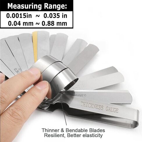 Stainless Steel Feeler Gauge Dual Marked Metric and Imperial Measuring Tool(0.02-1mm, 32 Blades) in Saudi Arabia