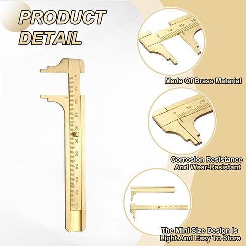 uxcell Pocket Caliper Ruler 100mm Brass Sliding Gauge Mini Caliper Precision Double Scales Metric Measurement Tool Drawing Measuring Ruler Gold 2 Pcs in Saudi Arabia