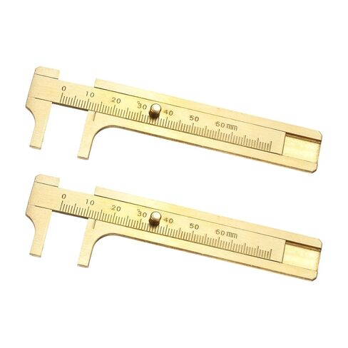 uxcell Pocket Caliper Ruler 100mm Brass Sliding Gauge Mini Caliper Precision Double Scales Metric Measurement Tool Drawing Measuring Ruler Gold 2 Pcs in Saudi Arabia