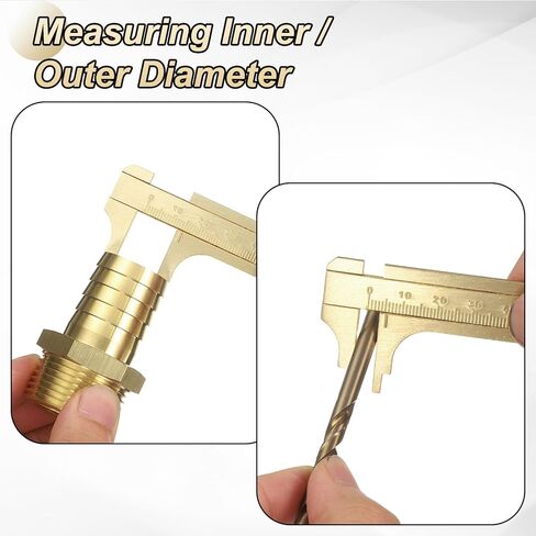 uxcell Pocket Caliper Ruler 100mm Brass Sliding Gauge Mini Caliper Precision Double Scales Metric Measurement Tool Drawing Measuring Ruler Gold 2 Pcs in Saudi Arabia