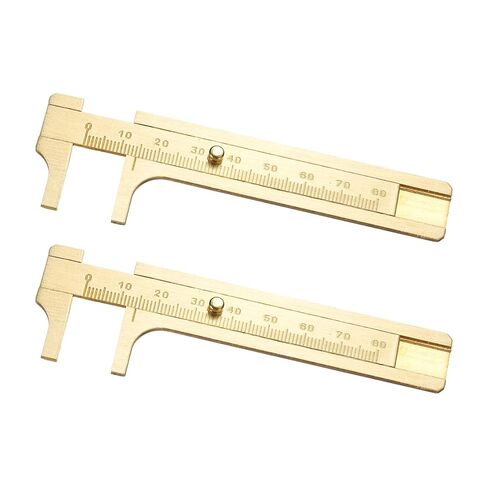 uxcell Pocket Caliper Ruler 100mm Brass Sliding Gauge Mini Caliper Precision Double Scales Metric Measurement Tool Drawing Measuring Ruler Gold 2 Pcs in Saudi Arabia
