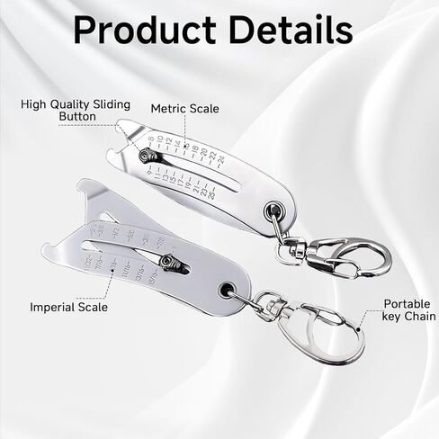 4PCS Portable Precise Thread Checker Keychain – Portable Thread Checker Tool with Two Vernier Calipers, Quick Bolt Measuring Tool for Screws and Nuts, Tools Bolt Size Finder for Thread Identification in Kuwait