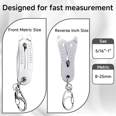 4PCS Portable Precise Thread Checker Keychain – Portable Thread Checker Tool with Two Vernier Calipers, Quick Bolt Measuring Tool for Screws and Nuts, Tools Bolt Size Finder for Thread Identification in Kuwait