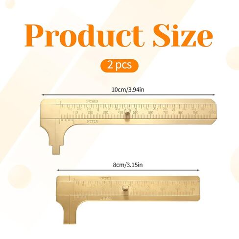قطعتان من مسطرة الفرجار الورنية للجيب، 3.15 بوصة و3.94 بوصة، أداة قياس صغيرة من النحاس سهلة الاستخدام بمقياس مزدوج منزلق، مسطرة جيب معدنية لقياس المجوهرات in Kuwait