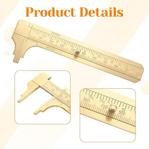 قطعتان من مسطرة الفرجار الورنية للجيب، 3.15 بوصة و3.94 بوصة، أداة قياس صغيرة من النحاس سهلة الاستخدام بمقياس مزدوج منزلق، مسطرة جيب معدنية لقياس المجوهرات in Kuwait