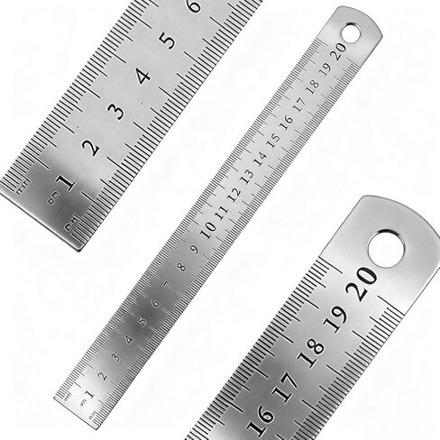 2 Pcs Stainless Steel Ruler, 2 Sizes Straight Edge Rulers with Inch Metric, Metal Ruler for Drawing, Home, Office, Engineering (8inch/20cm + 12inch/30cm) in Saudi Arabia