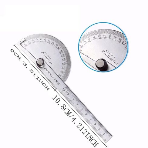 Stainless Steel Round Head 180 Degree Protractor Angle Finder Rotary Measuring Ruler Machinist Tool 10cm Craftsman Ruler in Saudi Arabia