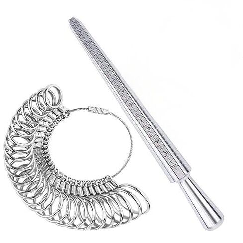 Ring Sizer Measuring Tool Set 27 PCS Metal Ring Measurement Tool, Gauge & Polishing Cloth, Sizing Kit for Women & Men in Saudi Arabia