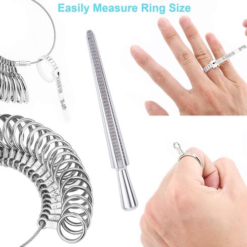 Ring Sizer Measuring Tool Set 27 PCS Metal Ring Measurement Tool, Gauge & Polishing Cloth, Sizing Kit for Women & Men in Saudi Arabia