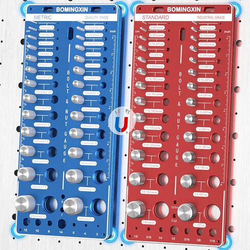 Upgrade 70 Nut and Bolt Thread Checker with Magnetic Base & Anti-Slip Feet, Bolt Size and Thread Gauge with 26 Standard & 26Metric & 18 Drill Bit Gauge, Bolt and Nut ldentifier Gauge in Kuwait