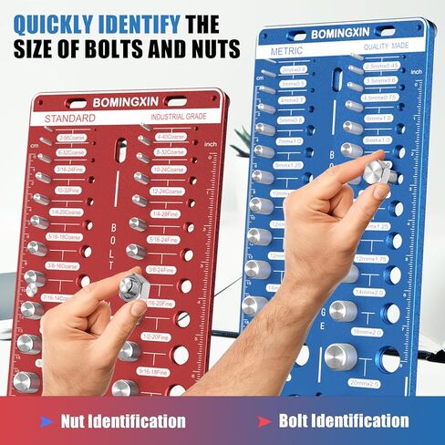 Upgrade 70 Nut and Bolt Thread Checker with Magnetic Base & Anti-Slip Feet, Bolt Size and Thread Gauge with 26 Standard & 26Metric & 18 Drill Bit Gauge, Bolt and Nut ldentifier Gauge in Kuwait