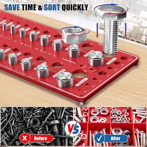 Upgrade 70 Nut and Bolt Thread Checker with Magnetic Base & Anti-Slip Feet, Bolt Size and Thread Gauge with 26 Standard & 26Metric & 18 Drill Bit Gauge, Bolt and Nut ldentifier Gauge in Kuwait