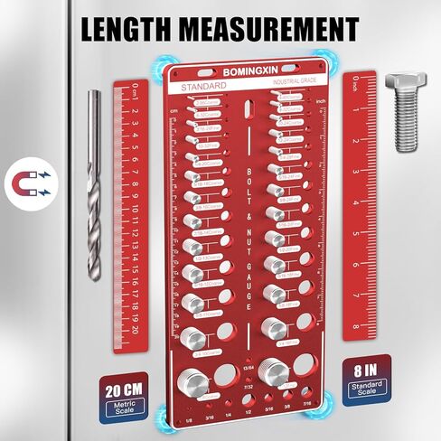 Upgrade 70 Nut and Bolt Thread Checker with Magnetic Base & Anti-Slip Feet, Bolt Size and Thread Gauge with 26 Standard & 26Metric & 18 Drill Bit Gauge, Bolt and Nut ldentifier Gauge in Kuwait