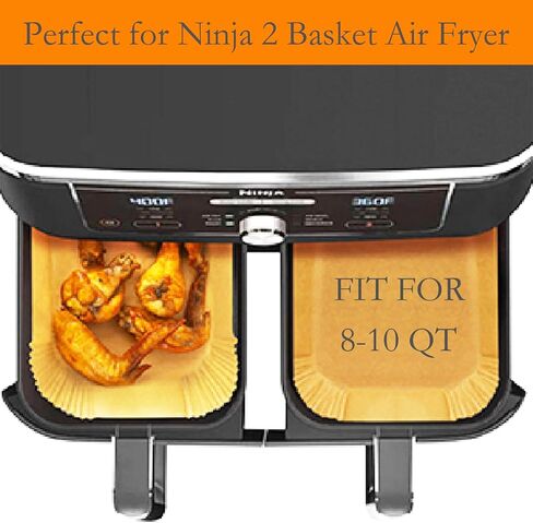 EPLTFCH 300 PCS Air Fryer Liners Disposable, 8.1 * 5.1 inch Air Fryer Paper Fit 2-Basket 8-10QT Ninja Dual, Food Grade Baking Paper for Ninja DZ201,DZ401,DZ550,SL401 in Saudi Arabia