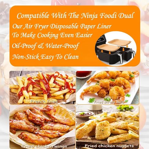 EPLTFCH 300 PCS Air Fryer Liners Disposable, 8.1 * 5.1 inch Air Fryer Paper Fit 2-Basket 8-10QT Ninja Dual, Food Grade Baking Paper for Ninja DZ201,DZ401,DZ550,SL401 in Saudi Arabia