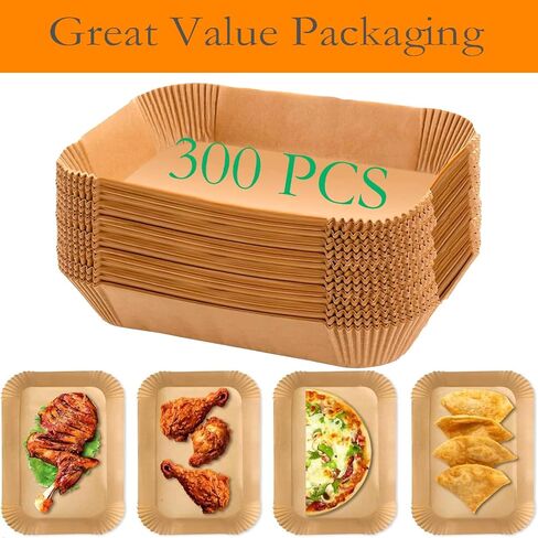 EPLTFCH 300 PCS Air Fryer Liners Disposable, 8.1 * 5.1 inch Air Fryer Paper Fit 2-Basket 8-10QT Ninja Dual, Food Grade Baking Paper for Ninja DZ201,DZ401,DZ550,SL401 in Saudi Arabia