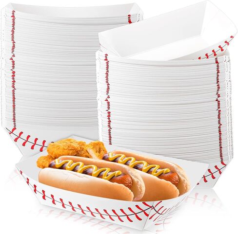 Roshtia 100 Pack Baseball Party Supplies Paper Food Trays Disposable Serving Tray Nacho Food Boats for Baseball Birthday Decorations(2lb) in Kuwait