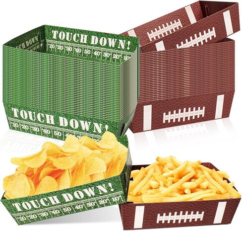 50 Pcs Football Party Decorations, Disposable Food Tray for Super Bowl, Snack Trays, Large Serving Boats for Birthday, Tailgate & Sports Theme Events – 2 Designs in Kuwait