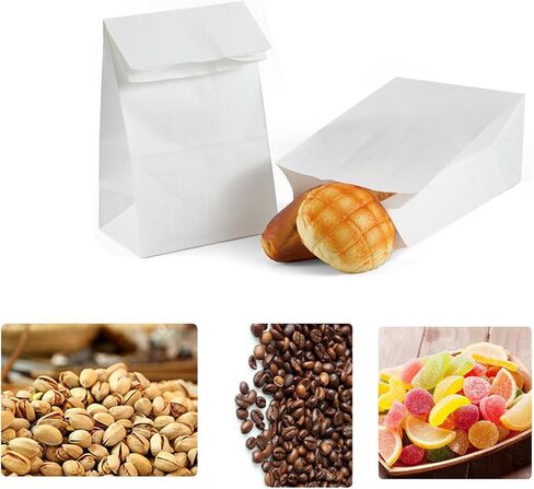 LOOKSGO 40 Count White Grocery Lunch Bag Kraft Paper Bags 4 lb Capacity in Saudi Arabia