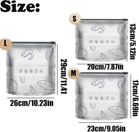 Reusable Aluminum Foil Sealable Storage Bags, 2025 New Resealable Vacuum Zipper Pouches for Food, Stand Up Foil Sealable Bags with Label and Zip Lock for Vegetable Fruit Meat (30PCS, 3 Size) in Saudi Arabia