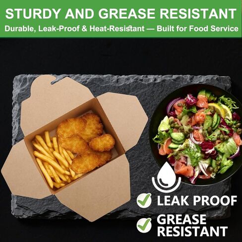 PULOSPACK 50 Pack 30 oz Kraft Brown Paper Take Out Food Boxes – Leak-Proof Grease-Resistant Disposable Lunch Food Containers Foldable Cardboard To Go Boxes for Restaurant, Catering, Picnic, Party in Saudi Arabia