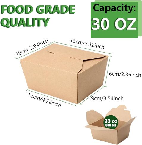 PULOSPACK 50 Pack 30 oz Kraft Brown Paper Take Out Food Boxes – Leak-Proof Grease-Resistant Disposable Lunch Food Containers Foldable Cardboard To Go Boxes for Restaurant, Catering, Picnic, Party in Saudi Arabia